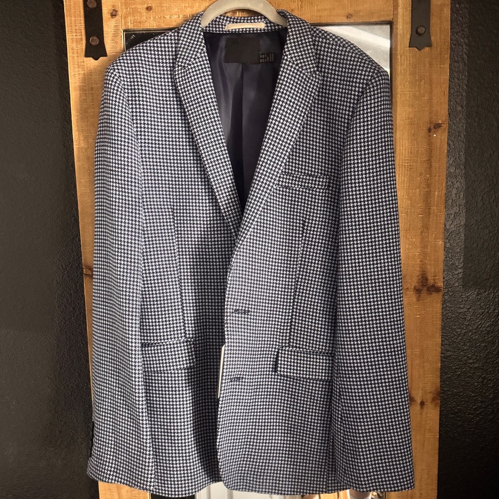 ASOS Blue Houndstooth Sport Coat - skinny fit